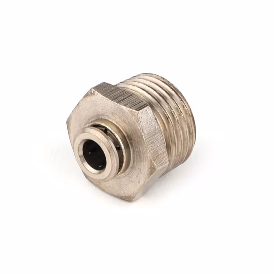 Coude entièrement en laiton à revêtement nickel, composants de raccord de tuyau pneumatique, raccord de tube d'air en laiton métallique avec nickelé